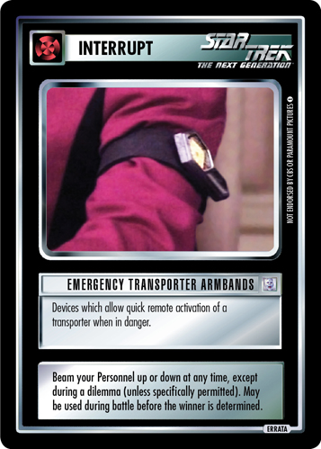 Emergency Transporter Armbands (Errata version) Emergency Transporter Armbands