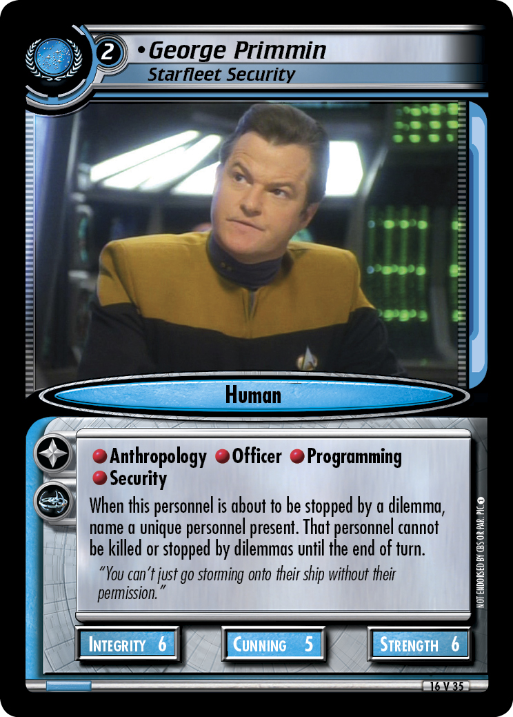 George Primmin, Starfleet Security (Errata version) George Primmin, Starfleet Security